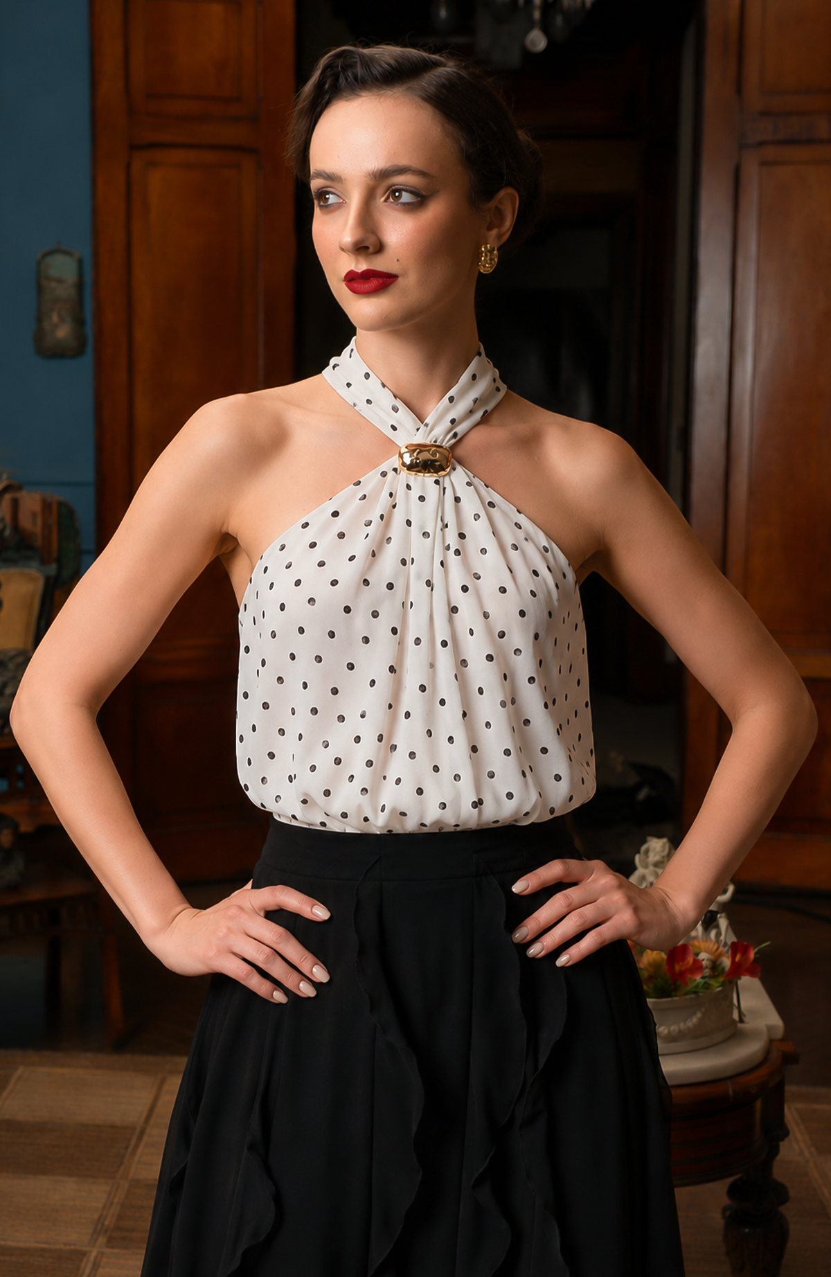 Blusa Doroty - Lunares Negros