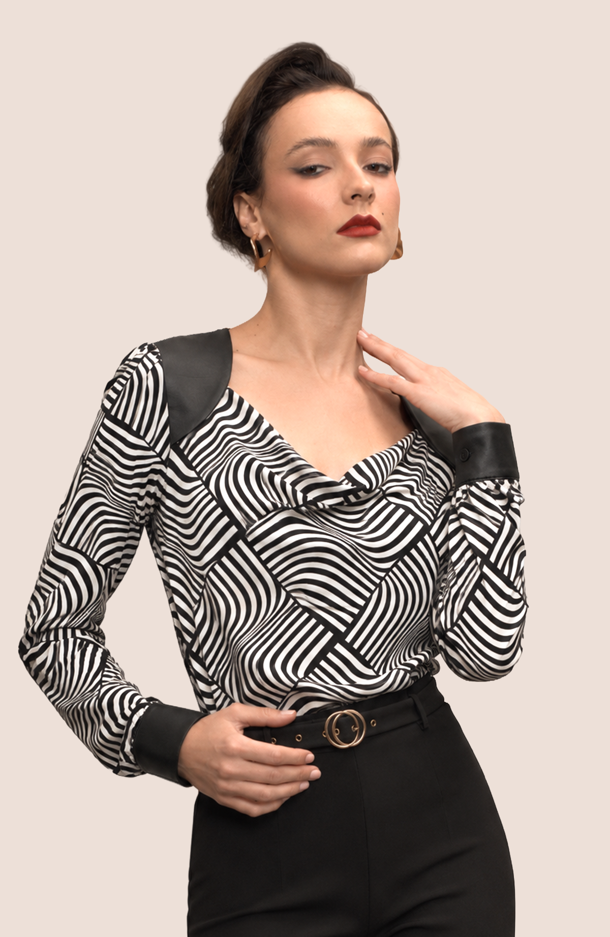 Blusa Ava - Negro Ondas