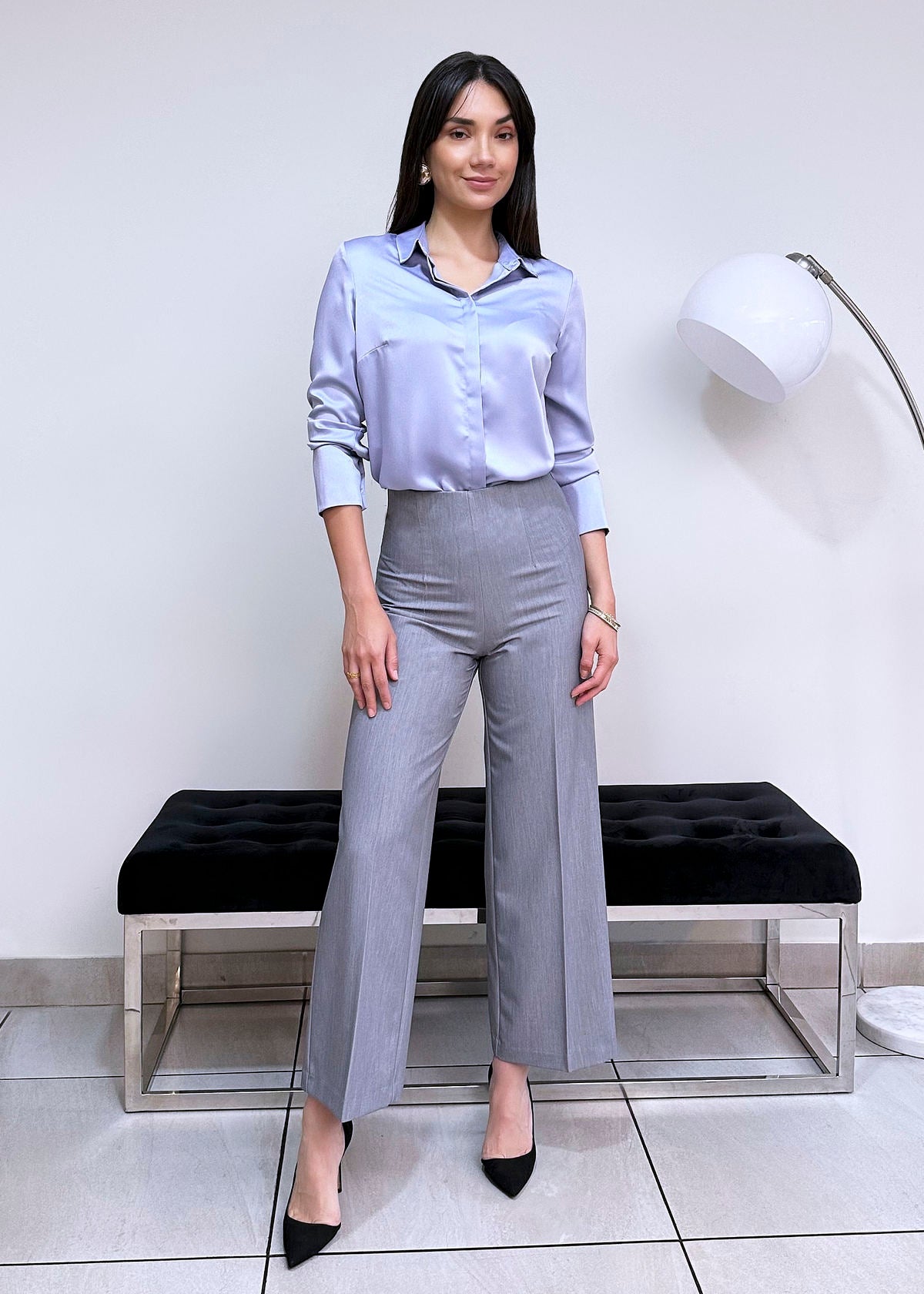 Blusa Galia - Celeste Acero